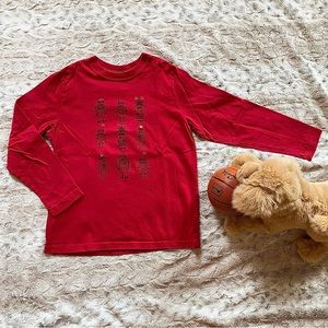 Hanna Anderson, red, long sleeve t-shirt, size 8 (130cm)